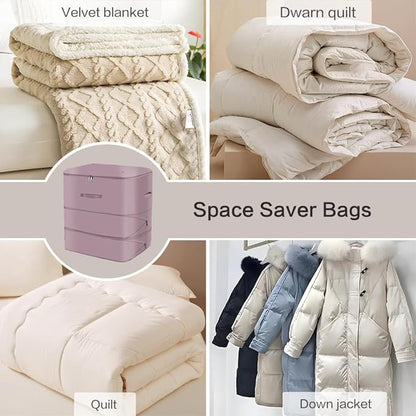 Space Saving Self Compression Organizer,Compression Storage Bags for Bedding and travel,Storage bags for Blankets Duvet Quilts Pillows, Comforter Storage with zippered ventilation holes（pink XL）
