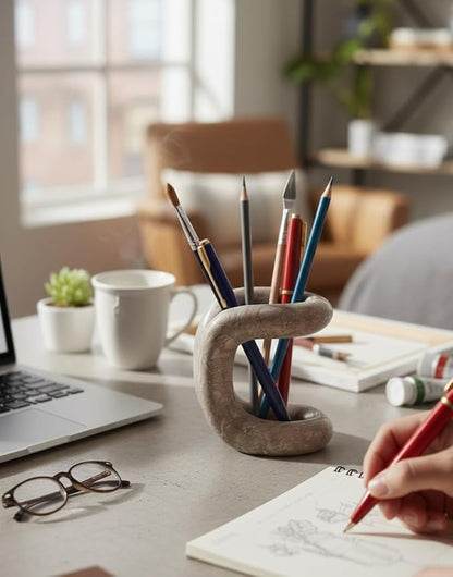 Marble Pen Holder for Desk 4 Inch Oceanic Pencil Holder for Desk Accessories & Workspace Organizers - Stone Stationary Holders for Office Decor - Pen Organizer for Gifts