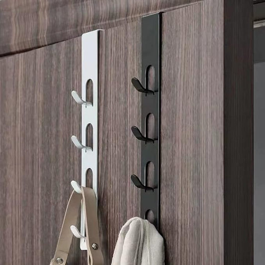 JAMEND CLXP 2 Pack Black Coat Hooks, 4 Layers Metal Hats Hanger, Strong Vertical Black Coat Hook, Over Door Rack for Hanging Bags Jams Scarf Keys and More.