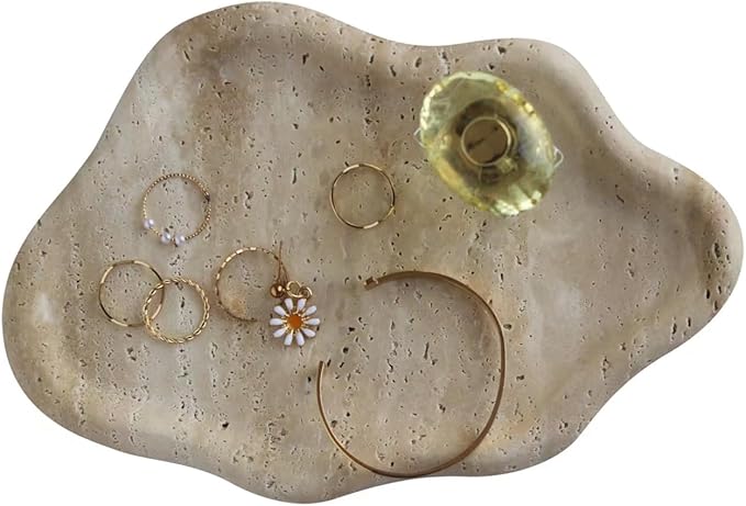 Real Travertine Jewelry Dish Cloud Shape, Trinket Dish, Ring Dish Key Tray Asethetic Home Décor, Gift for Women