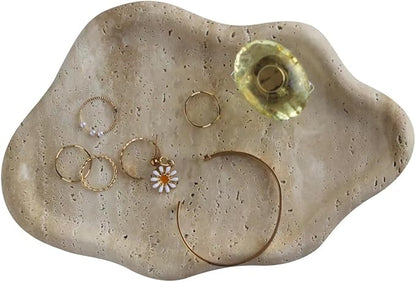 Real Travertine Jewelry Dish Cloud Shape, Trinket Dish, Ring Dish Key Tray Asethetic Home Décor, Gift for Women