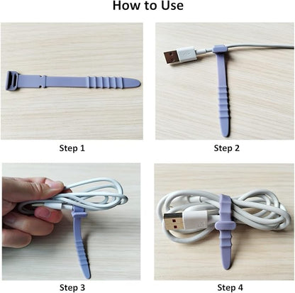 Silicone Zip Ties, Reusable Zip Ties, 20pcs Rubber Cable Ties Straps for Wire Management, Elastic Silicone Ties Cable Organizer for Home Office, 4.5" Multi Color Cord Ties