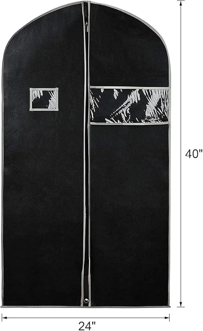 Syeeiex 40"Suit Bag, Set of 16 Garment Bags for Hanging Clothes, Suit Covers Bags for Men or Women, Garment Bags for Storage Suits, Shirts,T-shirts and Jackets on Closet(Black/Grey)