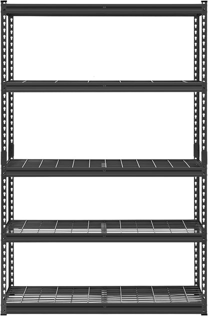 VEVOR Storage Shelves, 2500 lbs, 5 Tier Heavy Duty Garage Shelving, 18" D x 48" W x 72" H Adjustable Metal Shelves for Industrial Shelving Unit Utility Shelf, for Kitchen, Warehouse, Basement, Black
