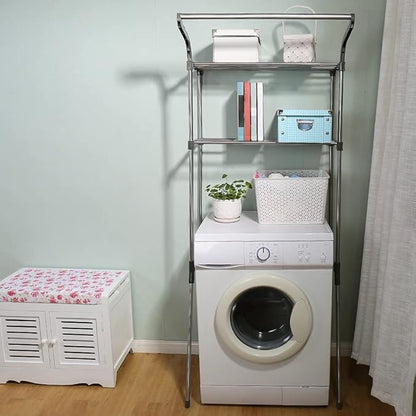 BAOYOUNI Bathroom Space Saver Over The Toilet Storage Rack Shelf Above Washing Machine Standing Organizer 2-Tier 26.77 W X 19.48 D X 68.11 H Inches, Grey