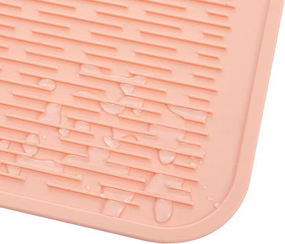Silicone Dish Drying Mat for Multiple Usage,Easy clean,Eco-friendly,Heat-resistant Silicone Mat for Kitchen Counter or Sink,Refrigerator or Drawer Liner Pink XL 18 inches x 16 inches