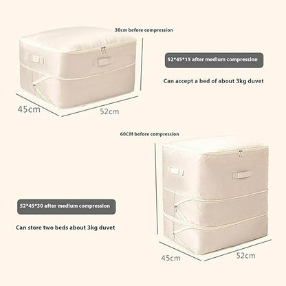 HEVOY Ultra Space Saving Self Compression Organizer, Self Compression Storage Bags, Foldable Closet Organizers Storage Tote, Moving Bag Containers with Handle for Comforters, Blankets (Pink, Large)