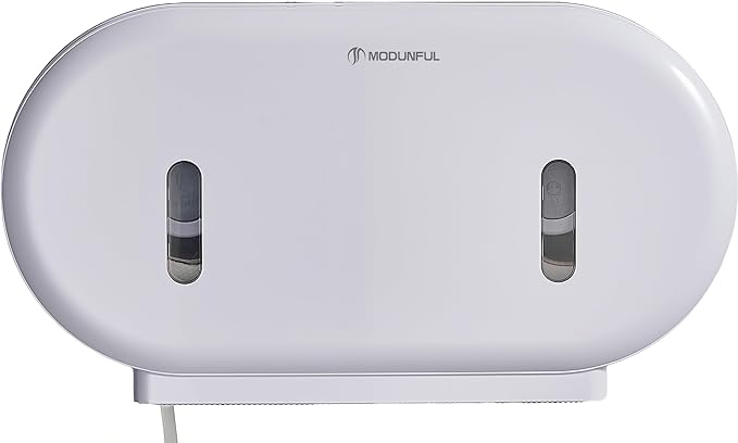 Toilet Paper Towel Roll Dispenser - Horizontal Modunful Wall Mount Jumbo Double Roll Paper Holder White