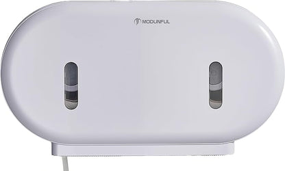 Toilet Paper Towel Roll Dispenser - Horizontal Modunful Wall Mount Jumbo Double Roll Paper Holder White