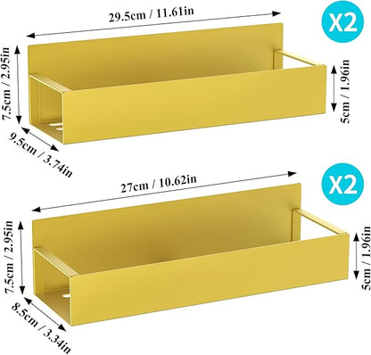 4 Pack Magnetic Spice Storage Rack Organizer for Refrigerator and Oven, Gold Fridge Organizers and Storage