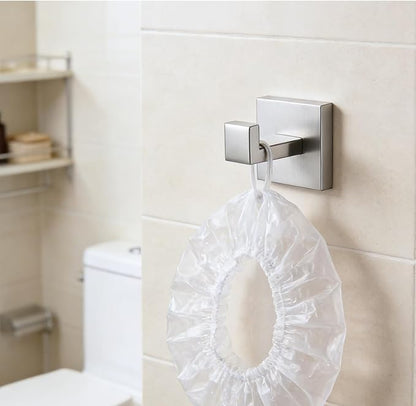 10 Pieces Bathroom Accessories Towel Bar SUS304 Stainless Steel Brushed Nickel Towel Holder Wall Mounted Heavy Duty Towel Rack Bathroom Towel Rod Modern Square Base Design(10, Brushed Nickel, 16 Inch)