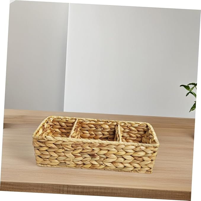 ABOOFAN Seagrass Box Rattan Storage Basket Handwoven Woven Storage Basket for Shelves and Desk