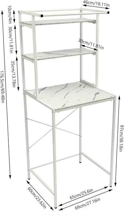 Gdrasuya10 White Over The Washer & Dryer Storage Shelves, 3 Tier Washing Machine Storage Shelf Utility Rack Standing Laundry Storage Shelf Organizer Save Space for Laundry Room