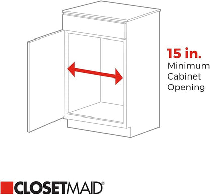 ClosetMaid 14 in. Pull Out Cabinet Organizer, 2 Tier, Heavy Duty, Slide Out Pantry Shelves Drawers for Kitchen, Bathroom, White