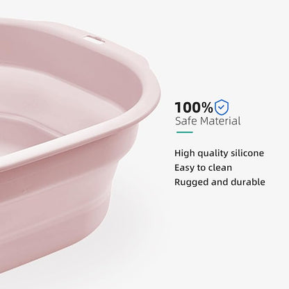 2 Pack Collapsible Wash Basin Set, Foldable Dish Tub, Small Medium Portable Sink for Kitchen, Camping, RV, Baby Bottles, Laundry, Plastic Washbasin -Pink