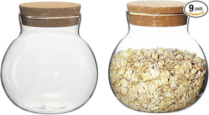17oz Glass Jars with Airtight Cork Lids,Wedding Candy Jar,Glass Storage Jars Great Ideal for Kitchen Storage, Tea, Biscuits, Cereals, Flour, Beans, Spices, Coffee Beans (9)