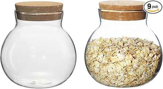 17oz Glass Jars with Airtight Cork Lids,Wedding Candy Jar,Glass Storage Jars Great Ideal for Kitchen Storage, Tea, Biscuits, Cereals, Flour, Beans, Spices, Coffee Beans (9)