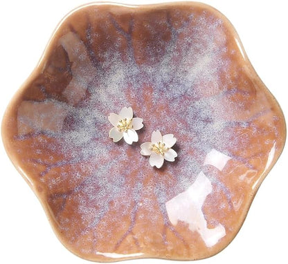 JAMEND CLXP Lotus Leaf Shape Ring Holder Dish, Small Key Bowl, Ceramic Trinket Tray Jewelry Dish Organizing Necklace Earrings for Mom Friend Sister. All Jewelries Are NOT Included. Purple.