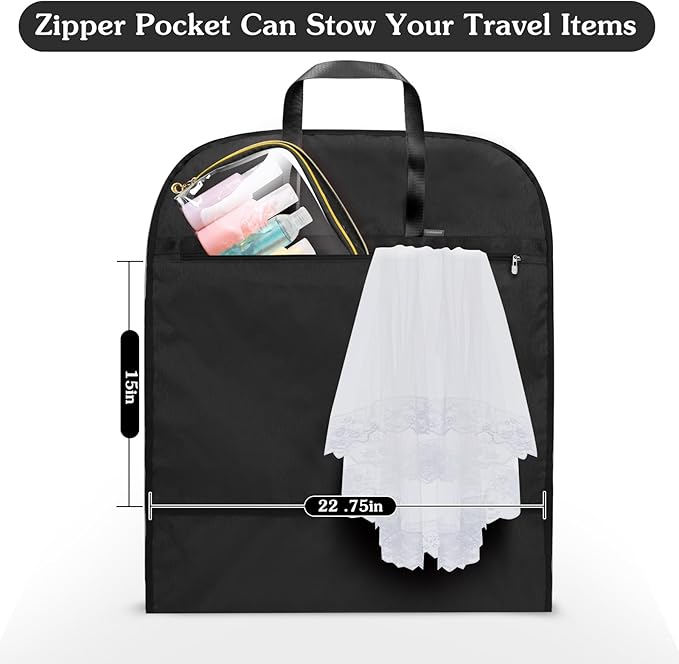 60 Inch Heavy Duty Tear Resistance Wedding Dress Bag for Wedding Travel, Waterproof Dress Cover for Closet Wardrobe. Garment Bag for Gowns, Tuxedos, Dress, Long Coats. Darkgrey, 60 Inch.