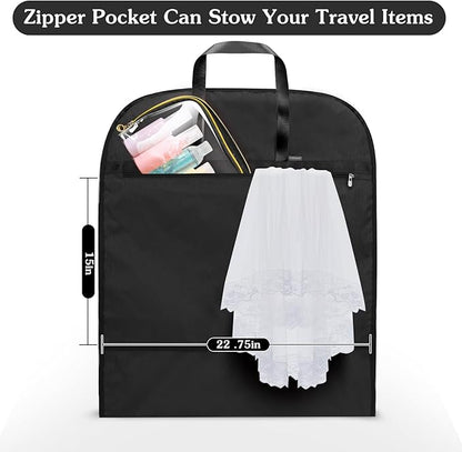60 Inch Heavy Duty Tear Resistance Wedding Dress Bag for Wedding Travel, Waterproof Dress Cover for Closet Wardrobe. Garment Bag for Gowns, Tuxedos, Dress, Long Coats. Darkgrey, 60 Inch.