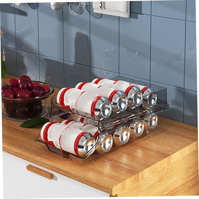 JECOMPRIS Can Drink Organizer for Fridge Soda Can Dispenser Large Capacity Soda Storage Box