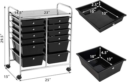 Giantex 12 Drawer Rolling Storage Cart Tools Scrapbook Paper Office School Organizer (Black)