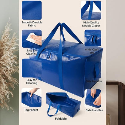 Veradome Extra Large Moving Bags with Zippers & Carrying Handles, Heavy-Duty Storage Tote Moving Boxes for Space Saving (6)