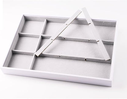 Oirlv Hand Made Velvet Stackable Jewelry Trays Rings Earrings Bracelet organizer Storage Tray (12 Grids)