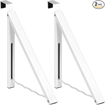 HOLDN’ STORAGE Over The Door Hanger - Single Foldable Rack Organizer for Hanging Clothes, Coats & Towels, Ideal for Dorm Rooms, Laundry, Bathrooms, Etc - Holds up to 20 LBs - White (2 Pack)
