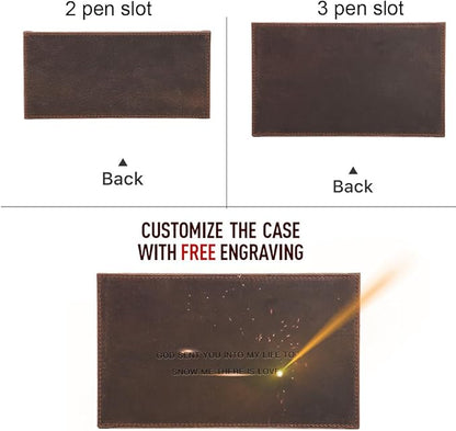 EURYNOME Genuine Leather Pen Display Case, Personalized Pen Stand for Desk