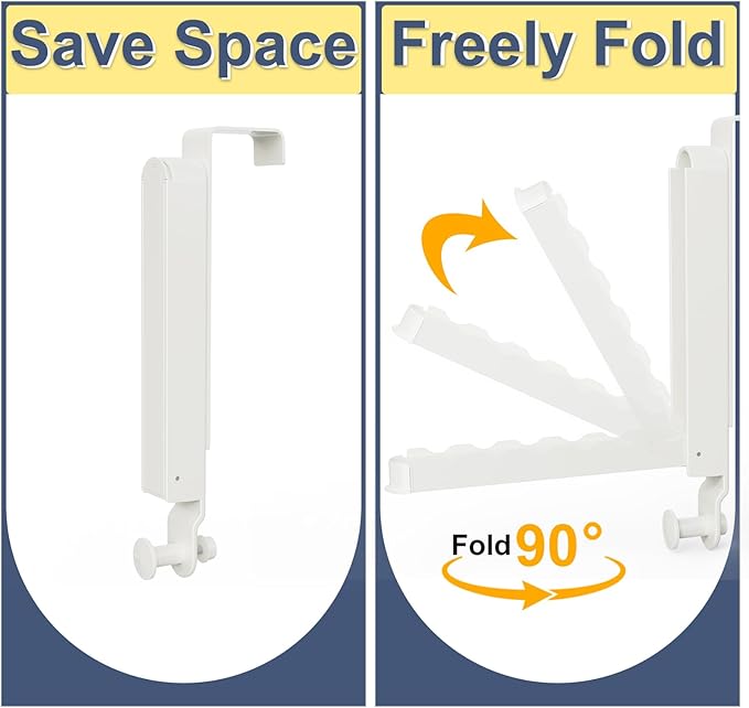 Majewel 2 Pack Adjustable Over The Door Drying Rack for Laundry, Foldable Drying Rack for Clothes, Bags, Towels, Bathroom, White