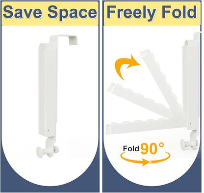 Majewel 2 Pack Adjustable Over The Door Drying Rack for Laundry, Foldable Drying Rack for Clothes, Bags, Towels, Bathroom, White