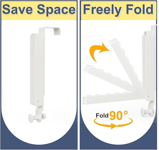 Majewel 2 Pack Adjustable Over The Door Drying Rack for Laundry, Foldable Drying Rack for Clothes, Bags, Towels, Bathroom, White
