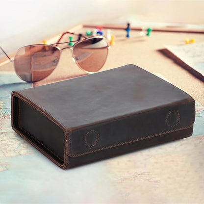 CataPurus Sunglasses Organizer Case for Man & Woman, Top Grain Leather & Handmade, Portable Travel Eyeglasses Storage Holder