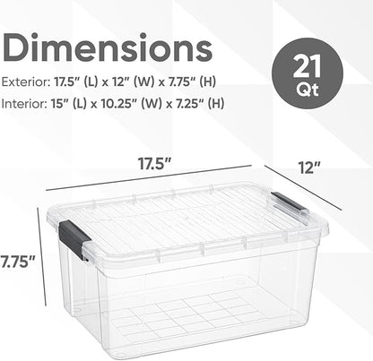 Superio Clear Storage Container with Lid, 16 Quart Plastic Bin for organization, Non-Toxic, BPA Free, Odor-Free, Stackable Latch Box organizer for Home, Dorm, Classroom, Garage, Closet (16 Quart)