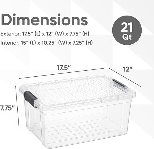 Superio Clear Storage Container with Lid, 16 Quart Plastic Bin for organization, Non-Toxic, BPA Free, Odor-Free, Stackable Latch Box organizer for Home, Dorm, Classroom, Garage, Closet (16 Quart)