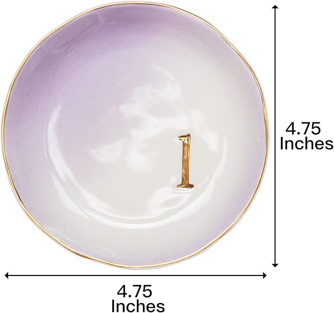 COLLECTIVE HOME - Ceramic Jewelry Tray, Decorative Trinket Dish for Rings Earrings Necklaces Bracelet Watch Keys, Birthday Mother's Day Christmas Gift for Women, 4.75", Colored Surface (L)