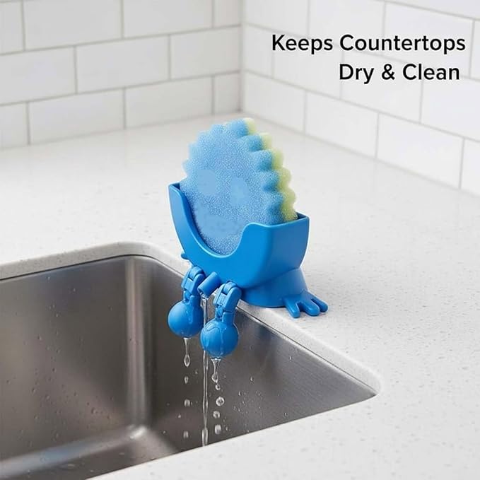 Sponge Holder for Scrub with Drainage, Smiley Sponge Holder for Sink, Keeps Your Sponge Dry, Smiling 3D Printed Holder Funny Sponges Holder for Daddy & Mummy, Kitchen Countertop Sink Draining (G#)