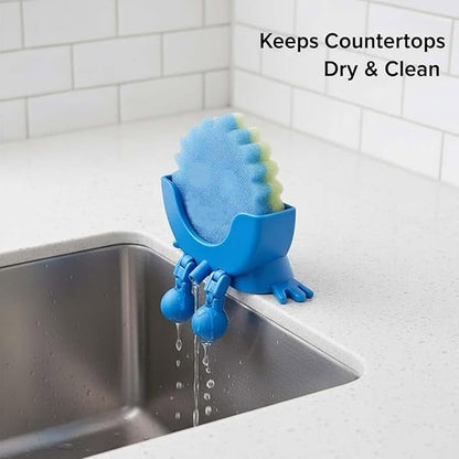 Sponge Holder for Scrub with Drainage, Smiley Sponge Holder for Sink, Keeps Your Sponge Dry, Smiling 3D Printed Holder Funny Sponges Holder for Daddy & Mummy, Kitchen Countertop Sink Draining (H#)