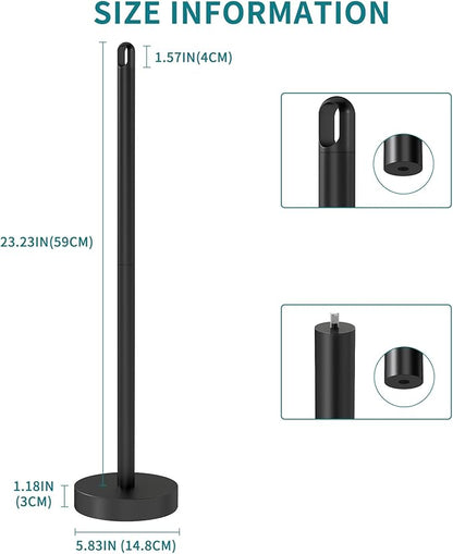 Toilet Paper Holder Stand, Free Standing Tissue Paper Roll Storage Holder with Reserve for Bathroom Countertop with Stainless Steel Heavy Weighted, 1Pack Matte Black