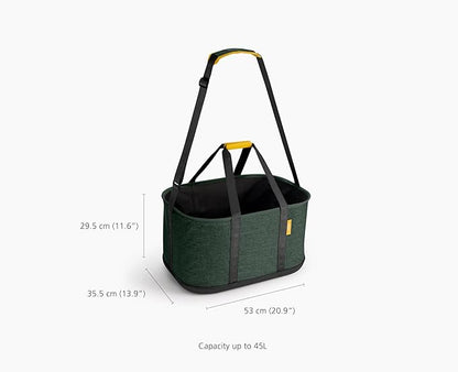 Joseph Joseph Hold-All Collapsible 45L/11.89 Gallon Outdoor Washing Laundry Basket with Shoulder Strap, Durable Fabric, Waterproof Base (Dark Green)