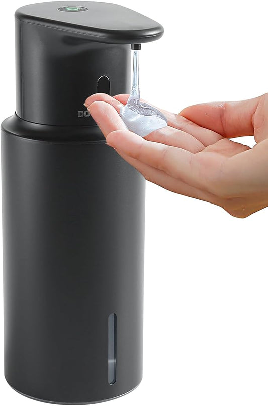 DODO MEKIA Automatic Liquid Soap Dispenser Touchless, 304 Stainless Steel Bottle Body &16.2oz/480ml Rechargeable, 3 Adjustable Liquid Levels, IPX7 Waterproof, for Kitchen Bathroom, Black