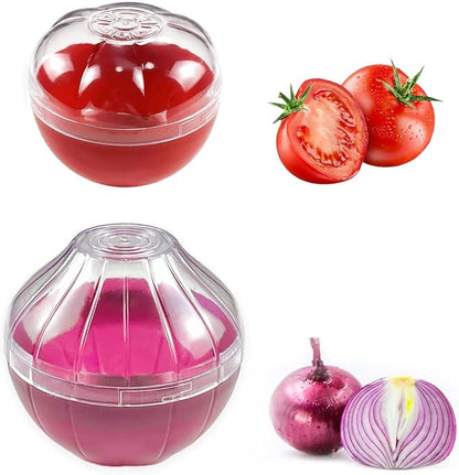 Magicaleast 2PCS Fruit and Vegetable Shaped Savers Onion and Tomato Storage Containers for Fridge Vegetable Crisper Makes Food Stays Fresh Longer