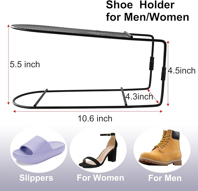 20Pack Shoe Slots Organizer Metal Shoe Stacker Shoe Storage Organizers for Closet Space Saver 50% Shoe Rack Holder for a Pair of Shoes (Black)