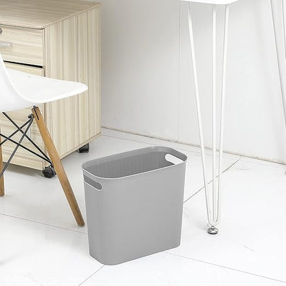 rejomiik Small Trash Can, 3.5 Gallon Garbage Can, Slim Waste Basket, Plastic Trash Bin Container with Handles for Bathroom, Bedroom, Home, Office, Dorm Room, Kitchen, Rectangular, Gray, 1 - Pack