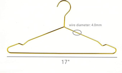Better to U 17 Inch Metal Clothes Hanger, 4.0mm Heavy Duty Shirt Blouse Hanger for Coat Suit Bridal Boutique, Space Saving Slim Wire Hanger for Camisole Trousers Wedding Dress（Gold 36pack）