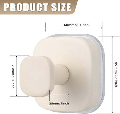 Fenas No-Drill Reusable Suction Cup Hooks, Towel, Robe, Loofah, Coat Hook for Glass, Mirror, Tile, Shower, Bathroom, Kitchen & Metal (Smooth, Non-Porous Surfaces) (2, Milk White)