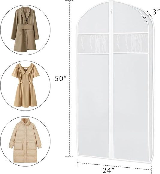 Zilink Clear Suit Coat Bags for Storage 50-inch Dress Bags for Hanging Clothes with 3" Gusset Suit Cover Bag for Coat, Dress Closet Storage