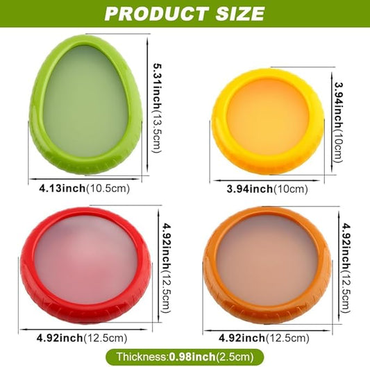 T-Raputa Avocado Saver and Tomato Holder - Set of 4 Reusable Storage Containers for Fridge - Ideal for Garlic, Onions, Lemons, and Potatoes