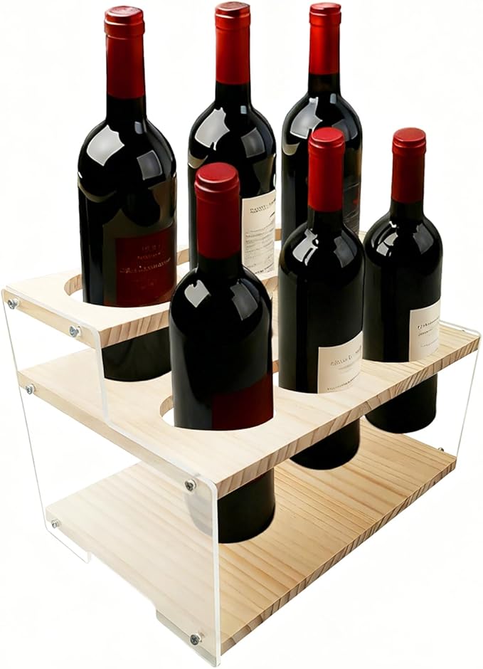itechpanda Acrylic Tiered Spice Rack Organizer Vertical Wood Wine Bottle Holder Stand Seasoning Organizer Clear Spice Coffee Syrup Organizer Shelf Tiered Pantry Shelves for Cabinet Kitchen Countertop